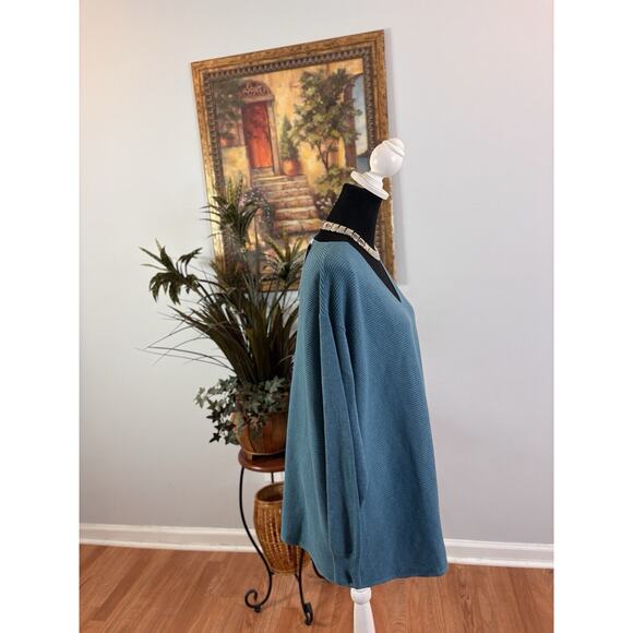 Women's Size XXL Ella Moss Sweater Pullover Ribbed V-Neck Blue Soft Long Sleeve - Picture 4 of 9